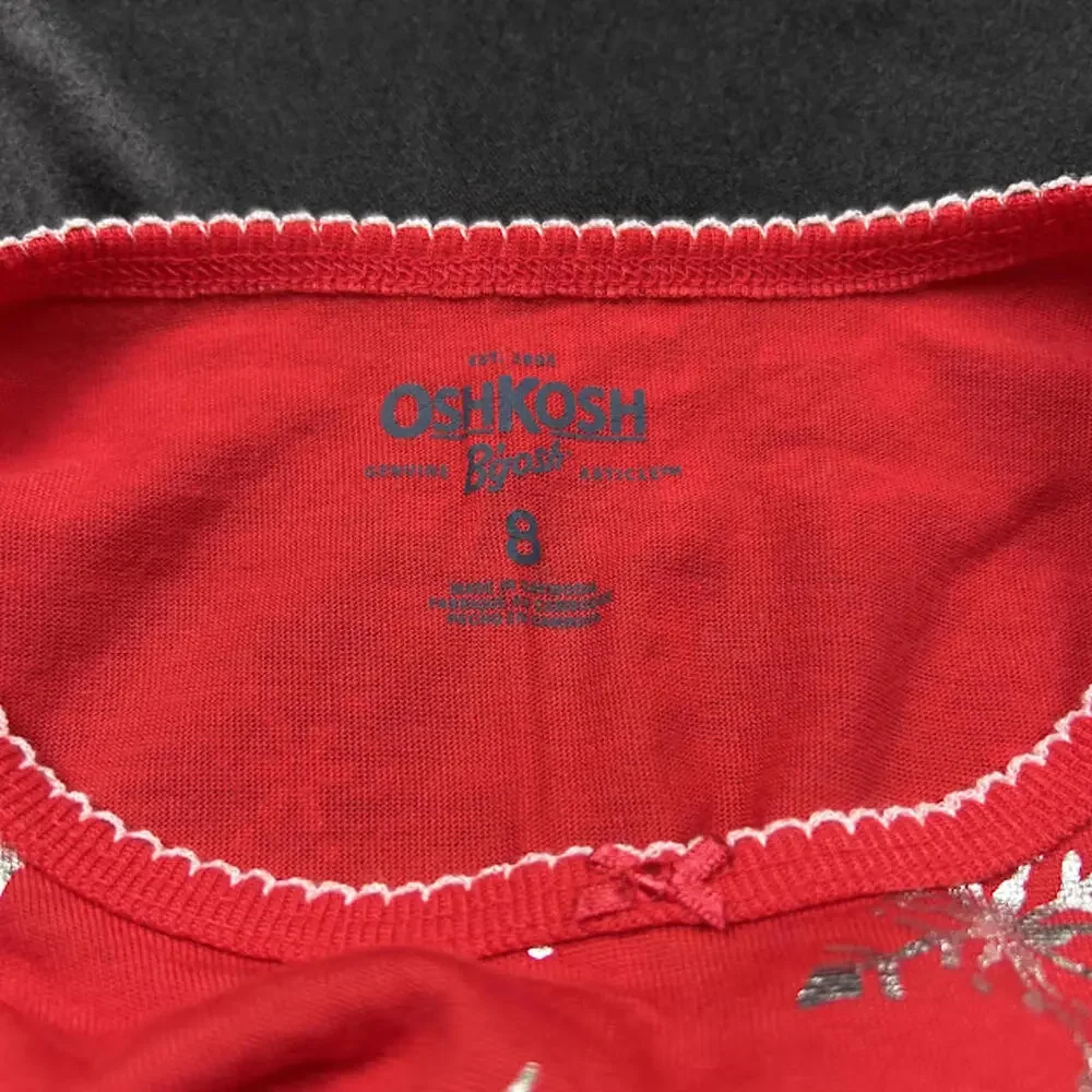 OshKosh B’gosh GIRLS Red Snowflake Long Sleeve Nightgown‎ Size 8Y